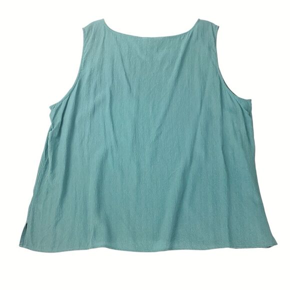 CITRON Santa Monica Silk Tank Top 3X Sage Green Blue Sleeveless Blouse - Picture 4 of 9